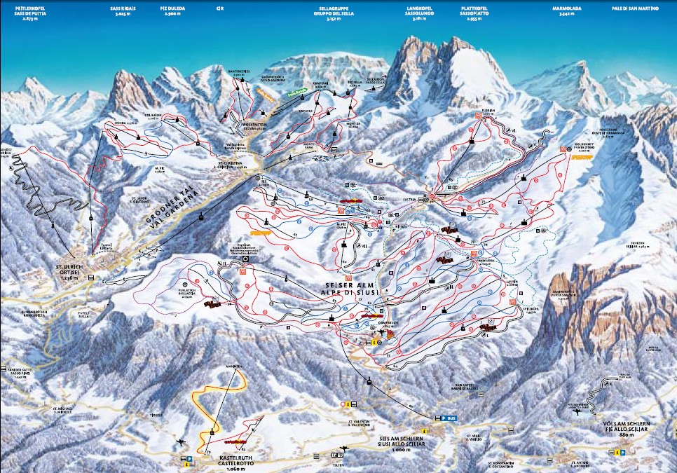 Mappa piste sci Alpe di Siusi